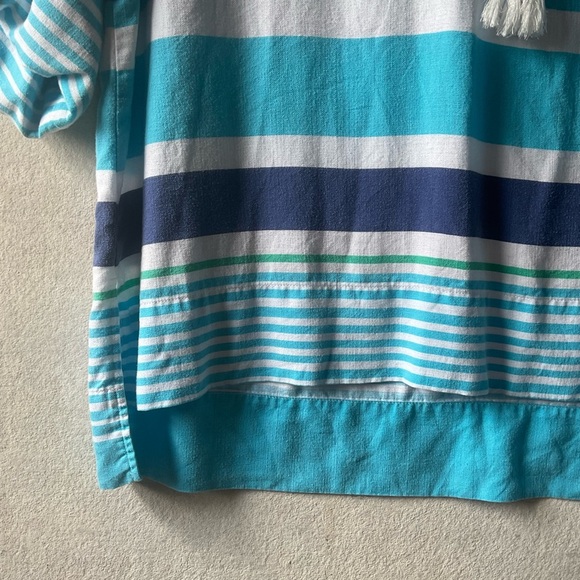 Zenergy by Chico’s Striped Blue and White Top. Hooded. Size 1 - Picture 2 of 7